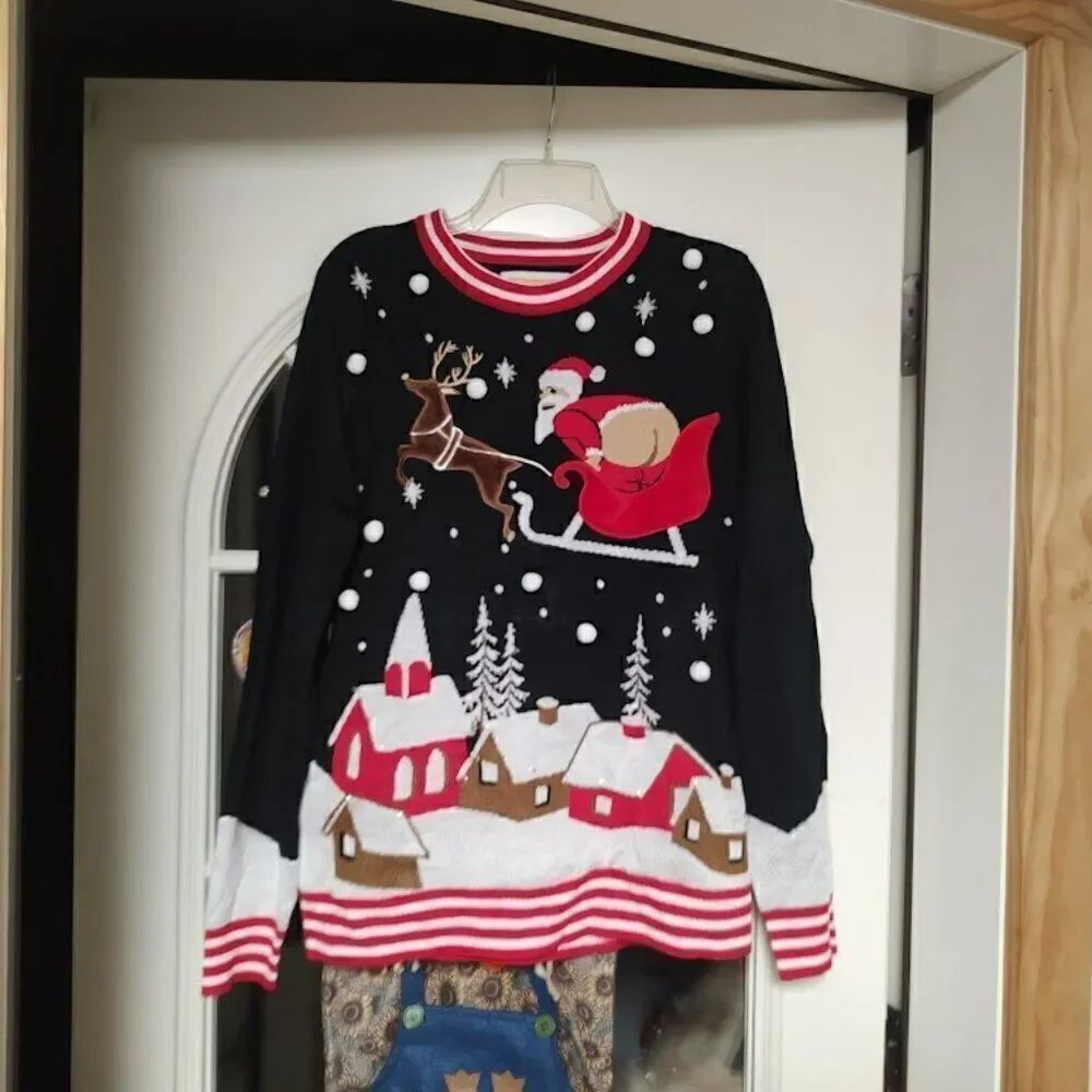 New Tipsy Elves Santa Reindeer Light Up Ugly Christmas Sweater Women's M